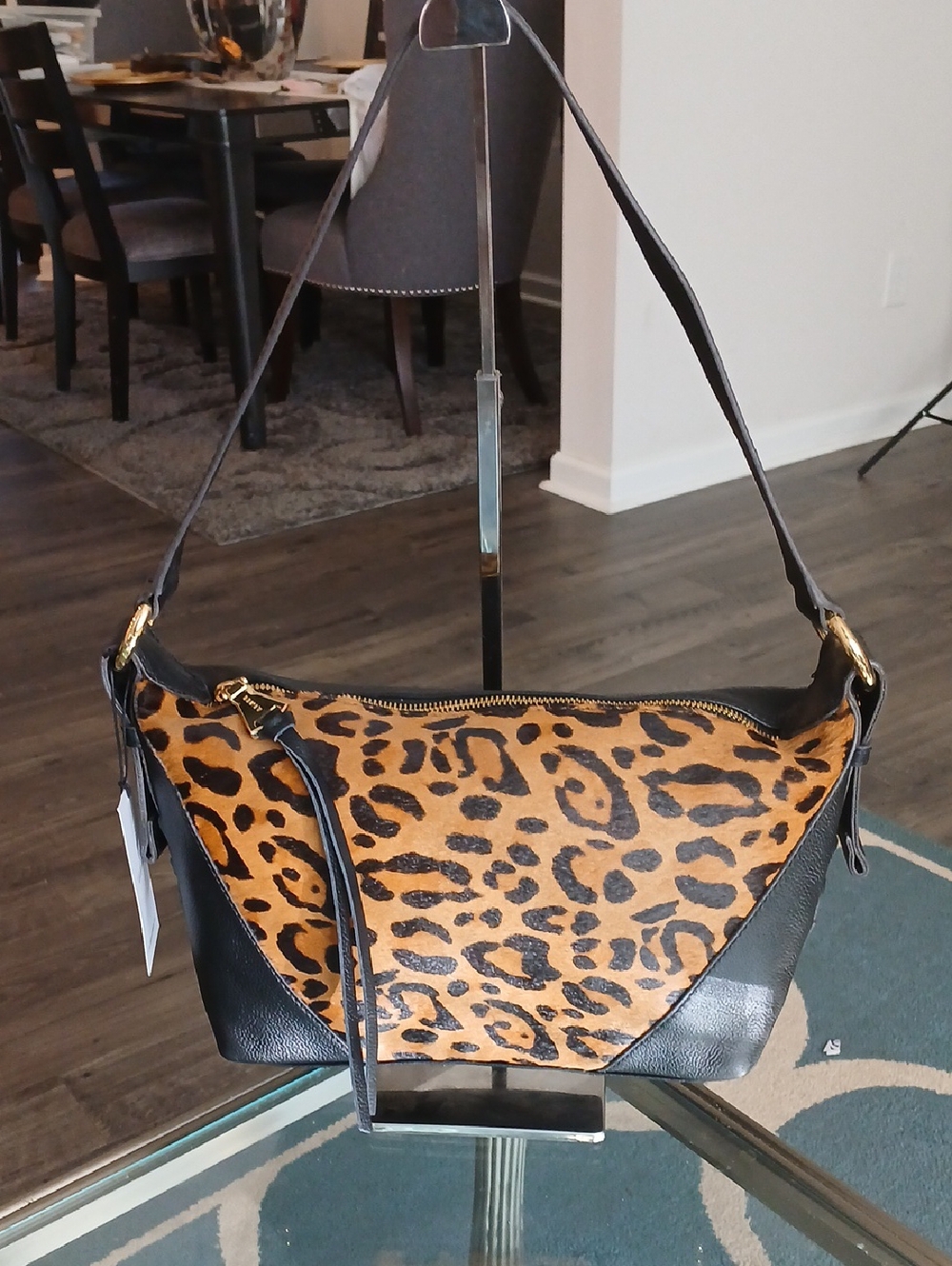 Aimee Kestenberg Leopard-Print Shoulder Bag With Calf Hair On Front - Picture 2 of 9